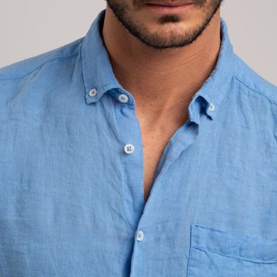 Camicia uomo tina unita realizzata in puro lino tinto capo